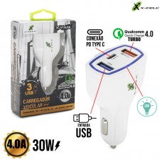 Carregador Veicular Turbo XC-V15USB X-Cell - Branco